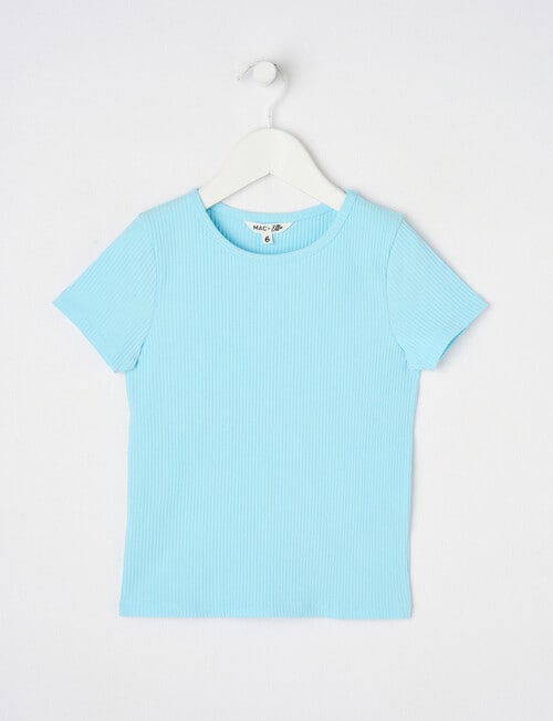 Mac & Ellie Short Sleeve Rib Tee, Ocean Blue product photo