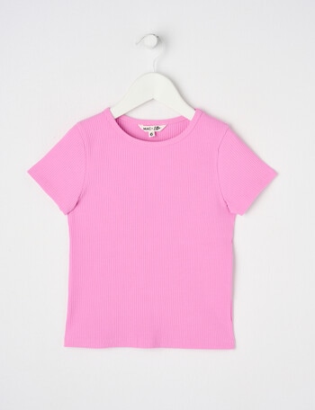 Mac & Ellie Short Sleeve Rib Tee, Bubblegum Pink product photo