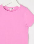 Mac & Ellie Short Sleeve Rib Tee, Bubblegum Pink product photo View 02 S