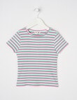 Mac & Ellie Yarn Dye Stripe Short Sleeve Rib Tee, White product photo View 03 S