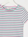 Mac & Ellie Yarn Dye Stripe Short Sleeve Rib Tee, White product photo View 04 S