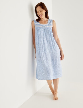 Ruby & Bloom Lace Trim Nightie, Pale Blue Ditsy, 10-20 product photo