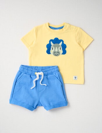 Teeny Weeny Terry Shorts & Boucle Dino Tee, 2-Piece Set product photo