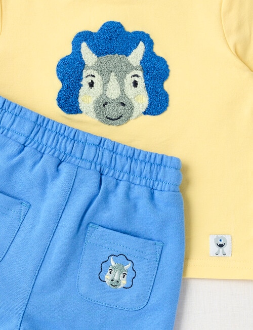 Teeny Weeny Terry Shorts & Boucle Dino Tee, 2-Piece Set product photo View 02 L