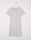 Switch Stripe Yarn Dye Rib Short Sleeve Dress, Natural & Blue product photo