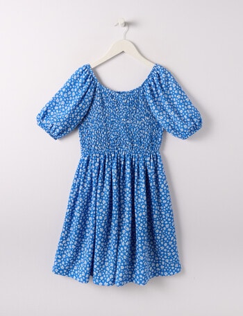 Switch Floral Ruched Shirred Dress, Bluebell product photo