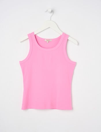 Switch Rib Singlet, Fondant Pink product photo