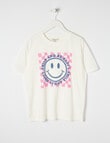 Switch Short Sleeve Oversize Checker Smiley Tee, White product photo