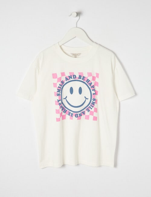 Switch Short Sleeve Oversize Checker Smiley Tee, White product photo