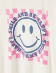 Switch Short Sleeve Oversize Checker Smiley Tee, White product photo View 02 S