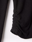 Switch Rib Side Gather Cardigan, Black product photo View 02 S