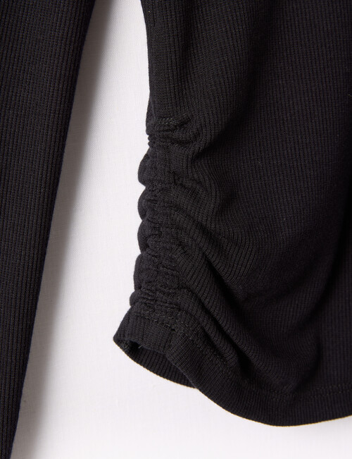 Switch Rib Side Gather Cardigan, Black product photo View 02 L