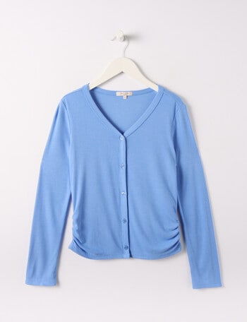 Switch Rib Side Gather Cardigan, Bluebell product photo