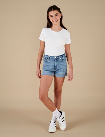 Switch High Rise Stretch Denim Short, Mid Blue product photo