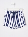 Teeny Weeny Play Time Striped Terry Shorts, Navy & White product photo