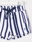 Teeny Weeny Play Time Striped Terry Shorts, Navy & White product photo View 02 S