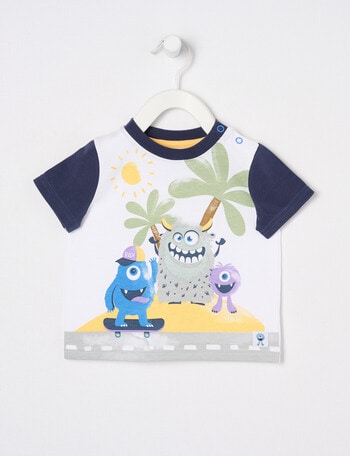 Teeny Weeny Play Time Monster Party Short-Sleeve Tee, Navy & White product photo