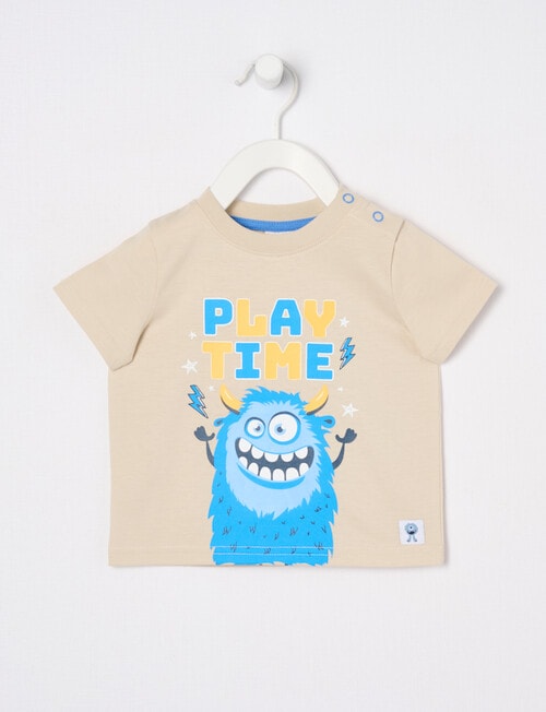 Teeny Weeny Play Time Monster Short-Sleeve Tee, Parchment product photo