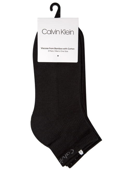 Calvin Klein Bamboo-Blend Quarter Crew Sock, 3-Pack, Black product photo View 02 L