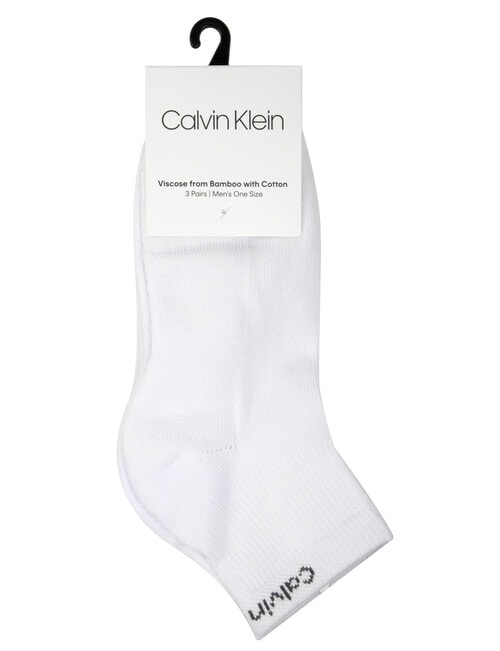 Calvin Klein Bamboo-Blend Quarter Crew Sock, 3-Pack, White product photo View 02 L