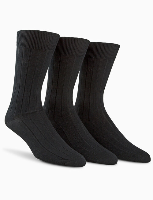 Calvin Klein Cotton-Blend Rib Crew Sock, 3-Pack, Black product photo