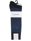 Calvin Klein Birdseye Patterning Crew Sock, 3-Pack, Navy product photo View 02 S