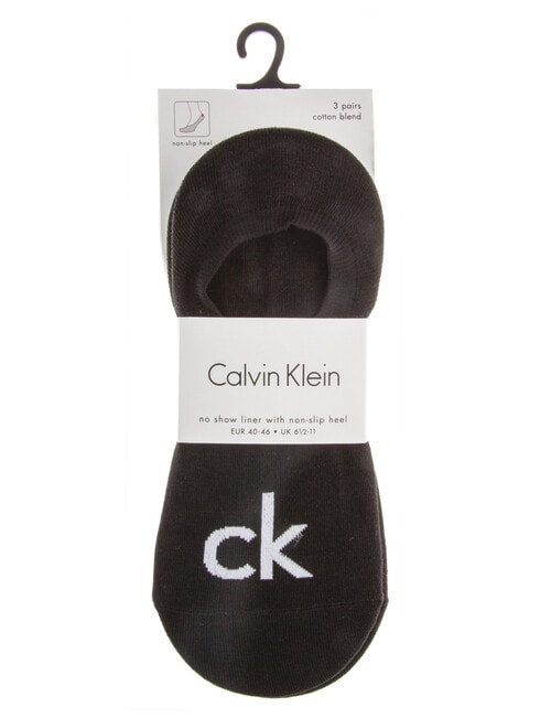 Calvin Klein Logo Sneaker Sock, 3-Pack, Black product photo View 02 L