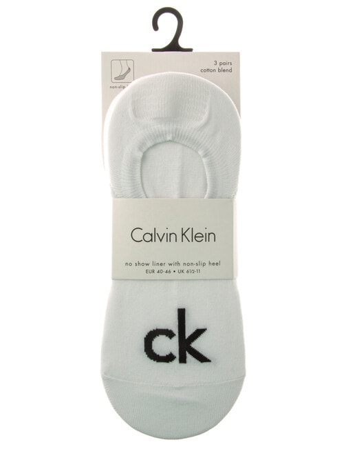 Calvin Klein Logo Sneaker Sock, 3-Pack, White product photo View 02 L