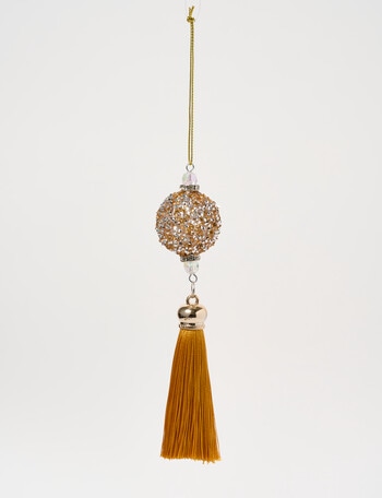 Christmas Shop Woodland Wonders Mini Bauble with Tassel, Gold Tone product photo