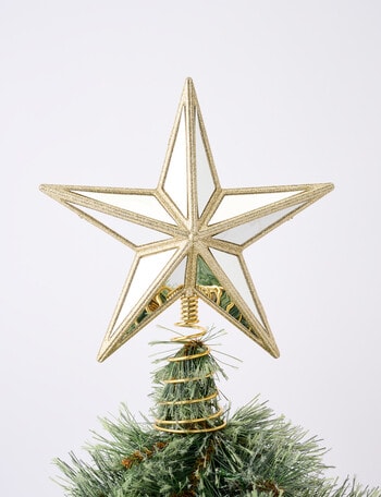 Christmas Shop Mirrored Star Tree Topper, Gold product photo