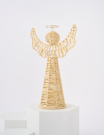 Christmas Shop Woven Angel Tree Topper, Gold & Natural product photo