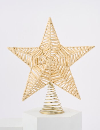 Christmas Shop Woven Star Tree Topper, Gold & Natural product photo