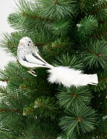 Christmas Shop Glittered Bird Clip, Silver product photo