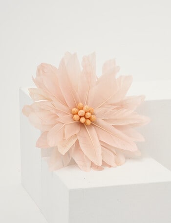 Christmas Shop Feather Flower Clip, Blush product photo