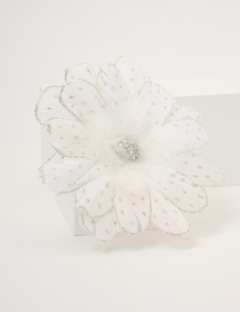 Christmas Shop Feather Flower Clip, Large, White product photo