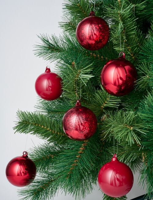 Christmas Shop Blown Glass Bauble, 6-Piece Set, Red product photo