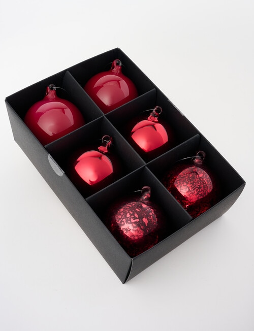 Christmas Shop Blown Glass Bauble, 6-Piece Set, Red product photo View 02 L