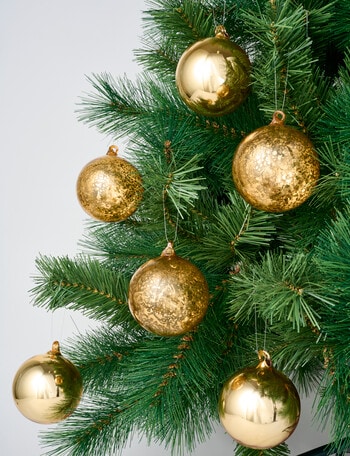 Christmas Shop Blown Glass Bauble, 6-Piece Set, Gold product photo