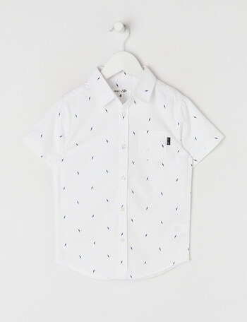 Mac & Ellie Lightning Bolt Short Sleeve Shirt, White product photo