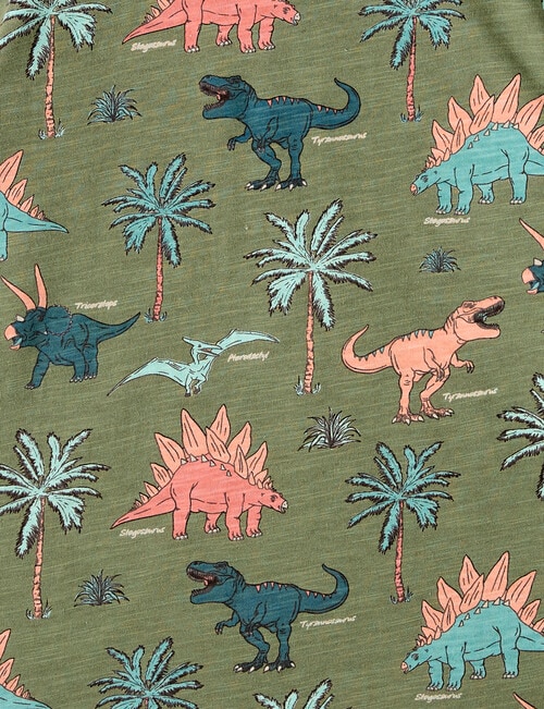 Mac & Ellie Dino All Over Print Short Sleeve Tee, Khaki product photo View 02 L