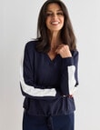 Ella J V-Neck Sweatshirt, Navy product photo View 05 S