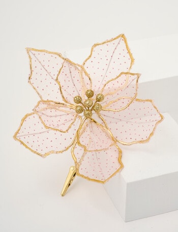 Christmas Shop Sheer Poinsettia Clip, Blush product photo