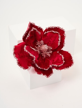 Christmas Shop Velvet Peony Clip, Ruby product photo