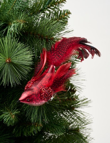 Christmas Shop Feather Sequin Glass Bird, Ruby product photo