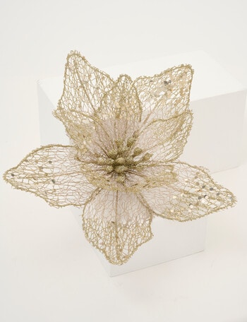 Christmas Shop Sheer Sequin Poinsettia Clip, Champagne product photo