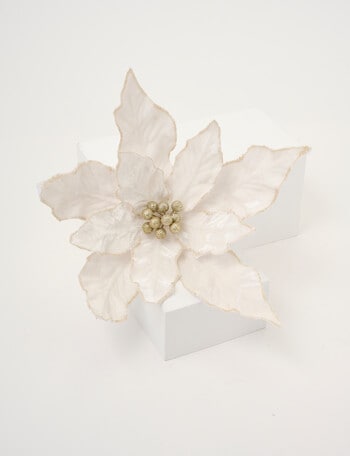 Christmas Shop Velvet Poinsettia Clip, Bright White product photo