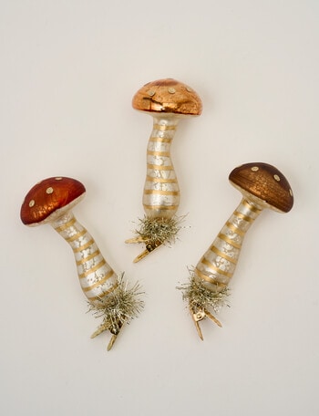 Christmas Shop Mushroom Clip, 3-Piece, Brown & Gold product photo