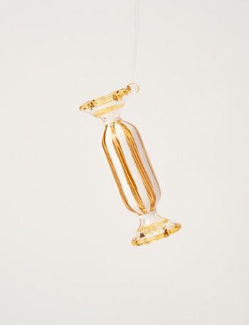 Christmas Shop Glass Sweet Stripe Hanging Decoration,Yellow product photo