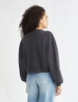 Calvin Klein Woven Label V Neck Sweat, Washed Black product photo View 02 S