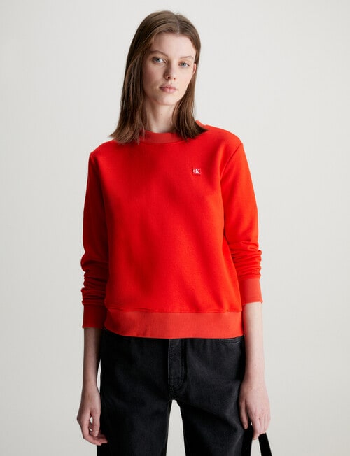 Calvin Klein Embroidered Badge Crew Neck Sweat, Red product photo